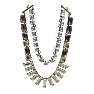 Bauble Bar Multi Stone Statement Necklace With Gold Toned Chain Adjustable Clasp